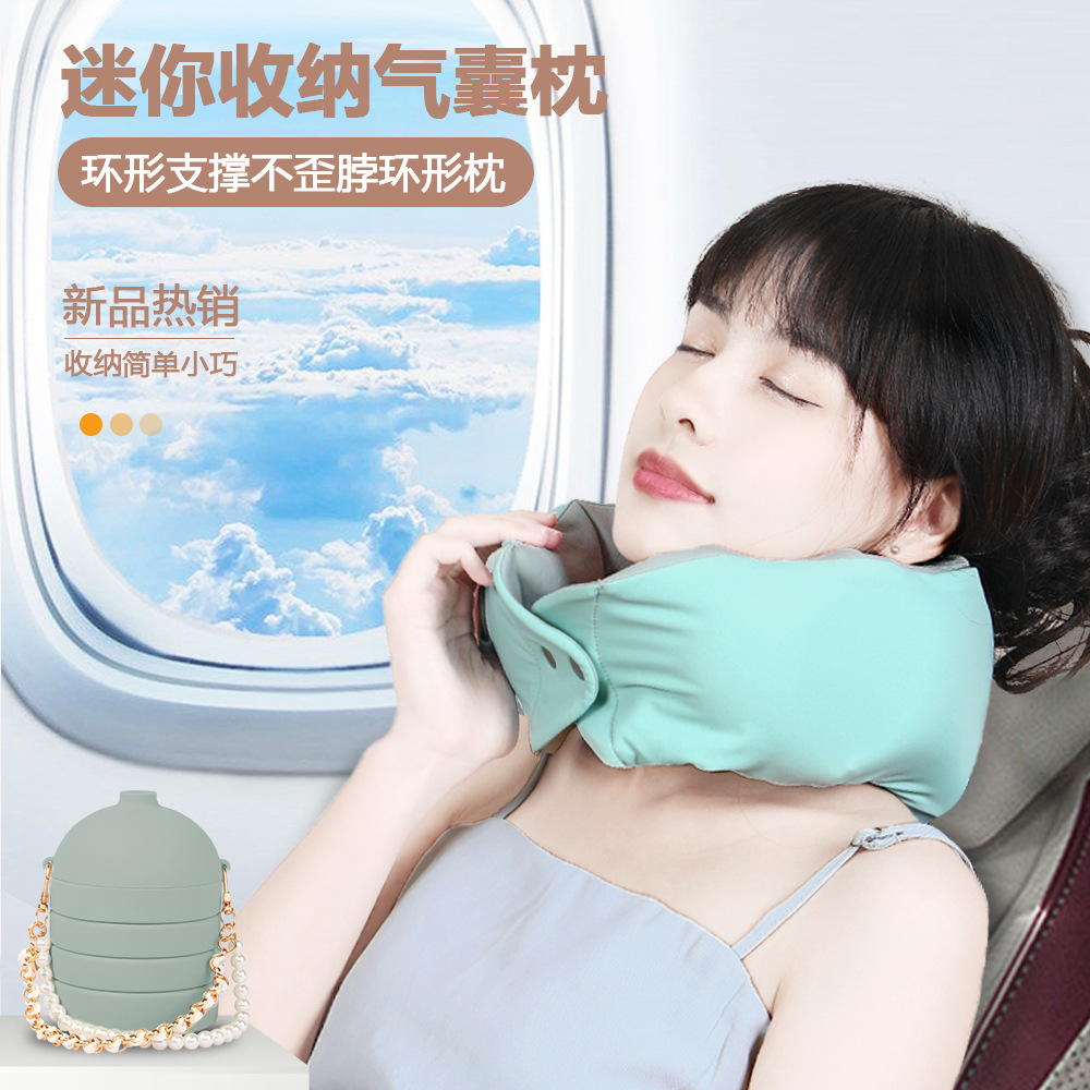 Transfronterizos personalizados almohada en forma de U inflable almohada de cuello almohada de viaje almohada portátil almacena columna cervical almohada en forma de U almohada avión almohada al por mayor