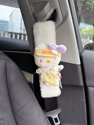 Belt Decoration Children's Anti-Wear | Sürətlər qutusu və əl tormozu başlıqları - authentic-kt-shoulder-pads-white-plush-purple-knot-meow-yellow-clothes-set-single