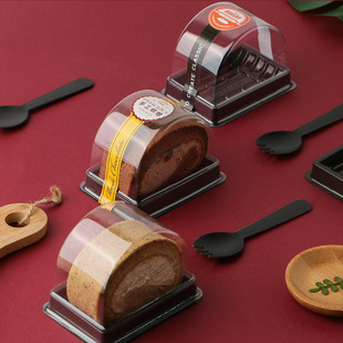 Bread packaging box transparent blister Swiss roll tiger leather roll cut baking pastry half circle net red cake roll