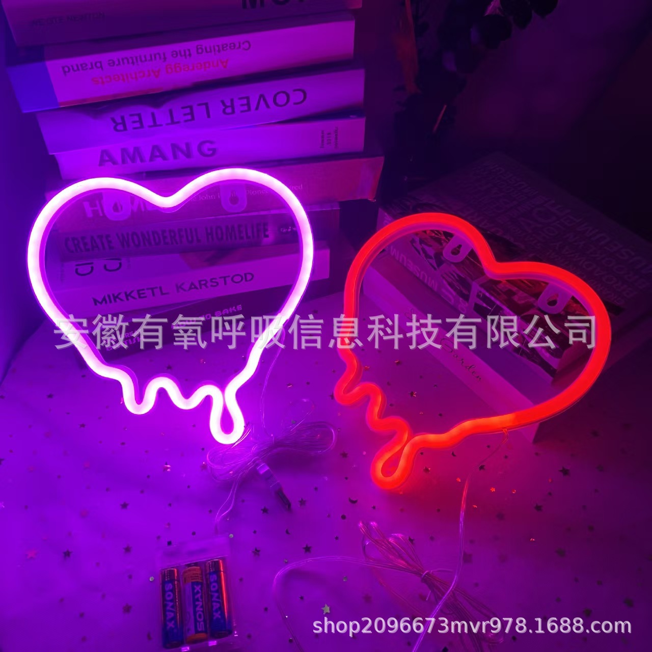 跨境ins款挂饰霓虹造型灯爱心翅膀茄子led霓虹装饰灯usb发光字灯