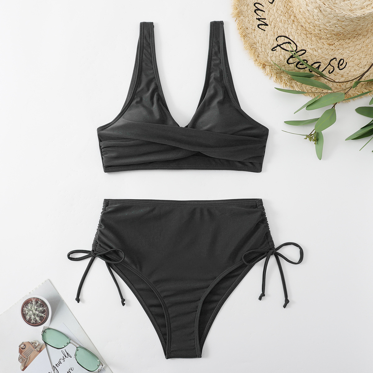 136g Weight Sexy Feel Of Sensation Mid Waist Panties Waist Bikini Panties Style Bralette Bra Category Polyester Fabric Type 2 Pieces Set Quantity Swimming Pool, Beach Occasion Solid Color Pattern Women's Gender Women's Solid Color 2 Pieces Set Bikinis Swimwear 12