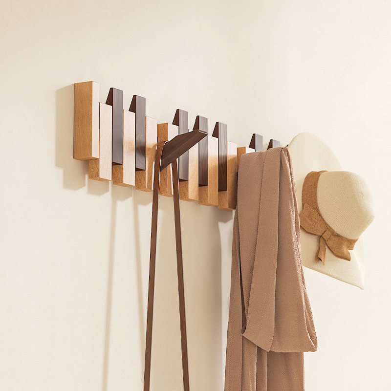 Ganchos de ropa en la pared sin perforaciones, ganchos para ropa con teclas de piano después de la puerta misteriosa, colgantes para ropa de dormitorio de madera maciza, colgantes para ropa y sombreros
