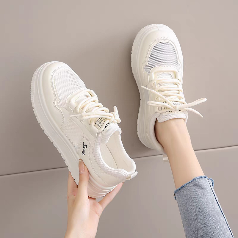 Cheap White Sneakers for Women, 2024 New Spring/Summer Hot-Selling Versatile Casual Sports Shoes, Thick-Soled Breathable Sneakers