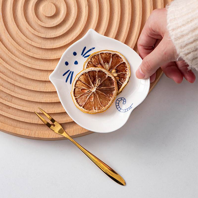 Creativo gatos de cerámica adorable modelado platos de frutas ensalada frías nueces platos cubiertos al por mayor