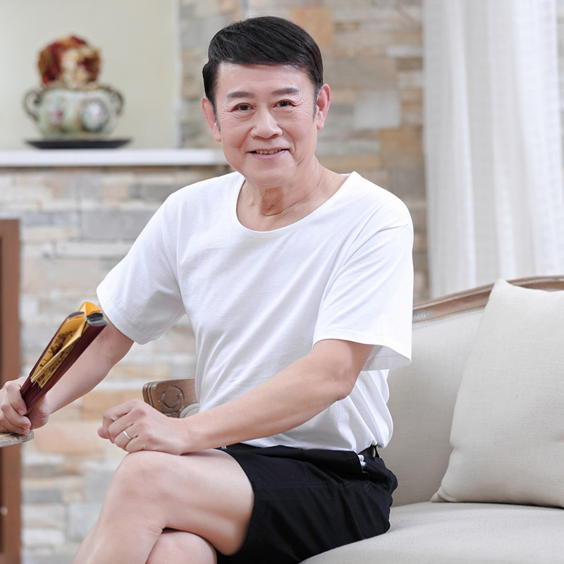 Loose-Fitting Pure Cotton Undershirts for Middle-Aged and Elderly Men, Thin Summer Short-Sleeve T-Shirts, Sweat-Wicking Tank Tops