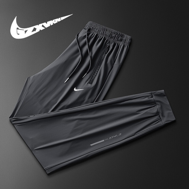 Men's 2024 Summer New Outdoor Sports Casual Pants Men's Breathable Fashionable Ice Silk Pants Thin Elastic Quick-Drying Pants