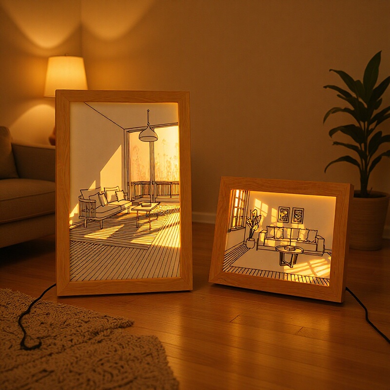 Ins Douyin Internet Celebrity Light Painting Photo Frame Creative Luminous Night Light Painting DIY Hollow Picture Frame Frame Ornaments Cross-Border