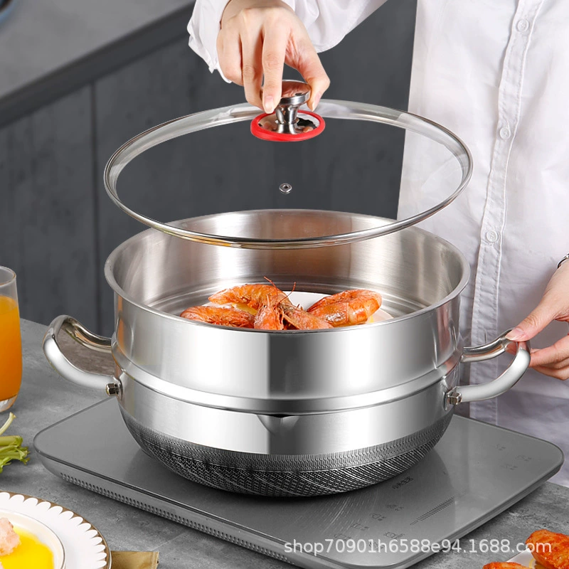 Двухсторонний сотовый жареный суп кастрюля кастрюля кастрюля паровая кастрюля многополезная кастрюля кухня бытовая кастрюля из нержавеющей стали кастрюля паровая кастрюля