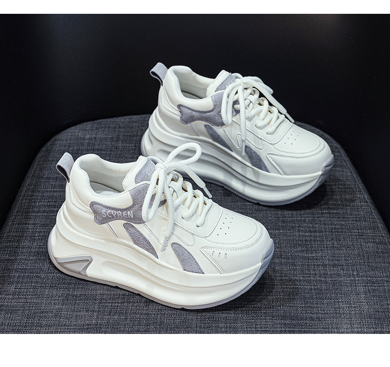 Giày sneaker nữ đế dày tăng chiều cao phong cách A-Gan mới thu đông 2025 — M2918 màu xám, M2918 màu vàng, M2918 màu xanh chi tiết 29