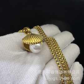 跨境欧美时尚简约气质珍珠贝壳项链女首饰套装轻奢高级感项链饰品