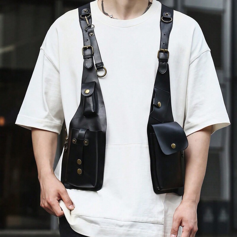 Cross-Border Motorcycle Chest Bag Men's Vest Bag Women's Cycling Crossbody Bag Men's Travel Small Backpack Chest Bag Trend