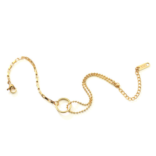 Japanese and Korean version of simple personality temperament round circle chic cold wind titanium steel rose gold plated bracelet women's bracelet