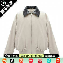 春季男重工皮领编织哈灵顿廓形夹克小众设计感百搭翻领情侣款外套