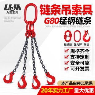 Chain Sling 2 Tons 3 Tons 5 Tons G80 Chain Single Leg Double Leg Multi Leg Hook Ring Combination Complete Set of Sling