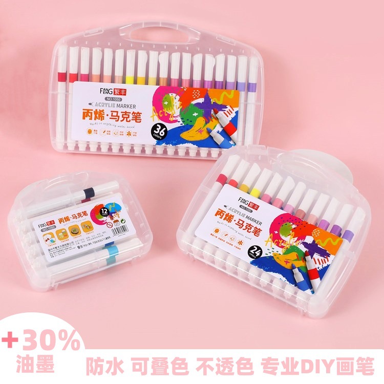 Fabricante de marcador de acrílico al por mayor de los niños pintados a mano de 36 colores de graffiti zapatos de pincel de pintura laminada impermeable