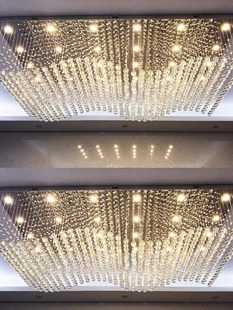 Wave Shape Crystal Chandelier Hotel Lobby Banquet Hall Rectangular Crystal Ceiling Lamp Living Room Front Desk Light Fixture