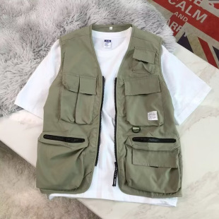 American High Street Fashion Brand Functional Multi-Pocket Workwear Tactical Vest for Men and Women Hip-Hop Loose Versatile Vest Jacket