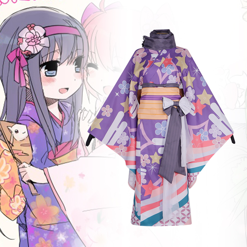 魔法少女小圓cos服曉美焰日系浴衣和服cosplay動漫角色扮演服裝