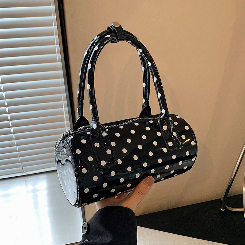 Patent Leather Polka Dot Summer Casual Boston Handbag Cute French Style Shoulder Bag For Women Wholesale - Thumbnail 2