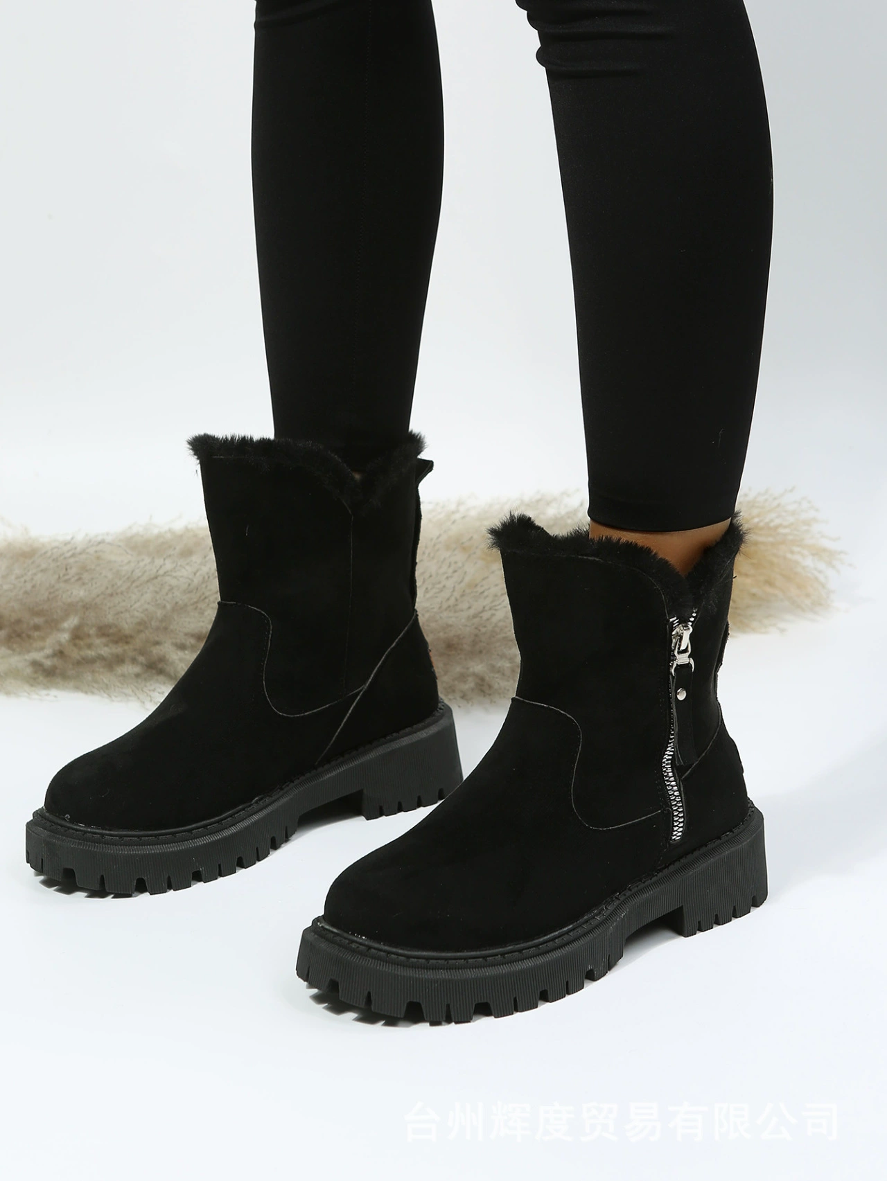 Замки зимние ботинки с высокой флисовой подкладкой (Martens) — досуг ботинки на щиколотку, тёплые, абрикосовый/черный, EU 35–42