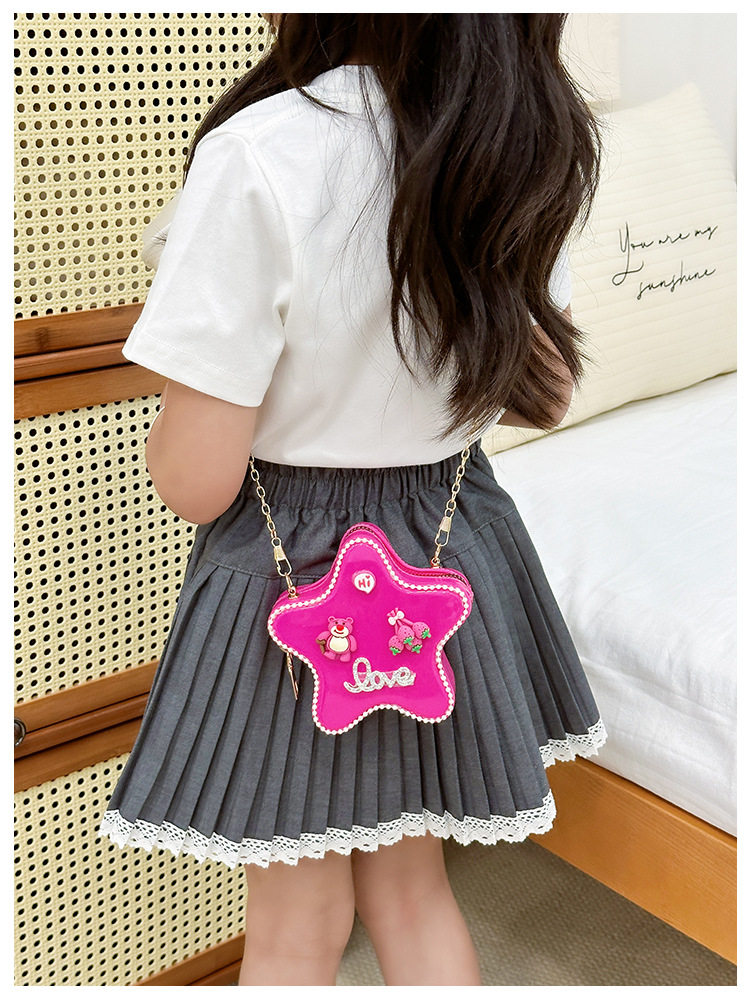 120g Weight Zipper Closure Type Single Shoulder Strap Strap Type Crossbody Bag Bags Type Casual, Holiday Occasion PVC Material Mermaid, Bow Knot Pattern All Seasons Season Kid'S Gender Cute Style Pentagram Shape Kid'S PVC Mermaid Bow Knot Cute Pentagram Zipper Crossbody Bag 5