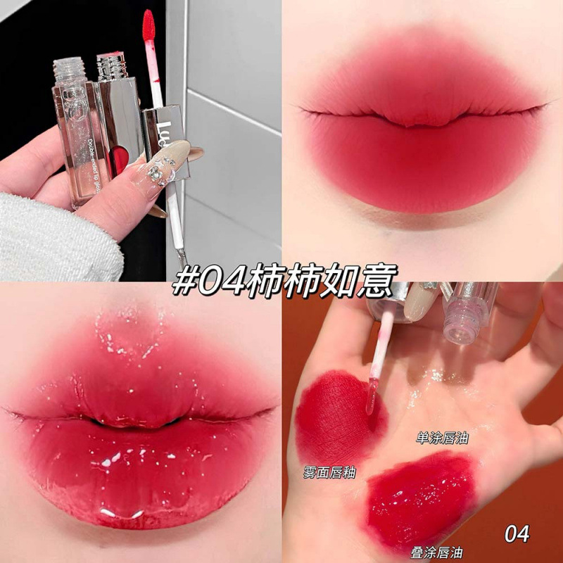 LUCKGO veludo esmalte labial de doble efecto espejo de agua brillante niebla matte maquillaje de doble cabeza esmalte labial de doble cabeza esmalte labial