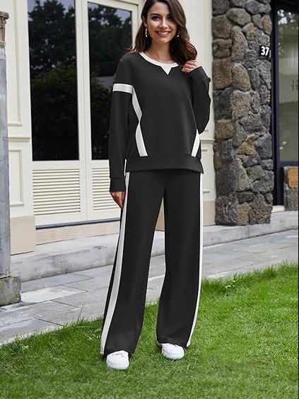 秋冬女式新款欧美休闲宽松时尚运动服舒适两件套装|undefined