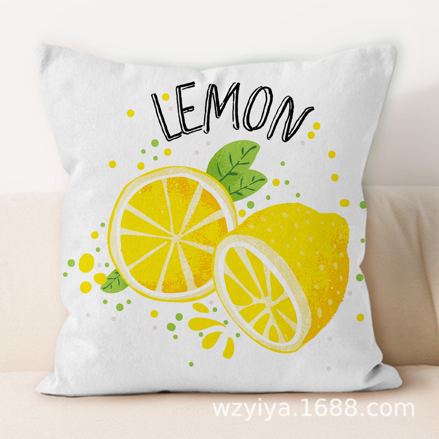 almohada de impresión de limón simple sofá en el hogar moderno almohada de respaldo decoración desmontable almohada de cabecera cuadrada