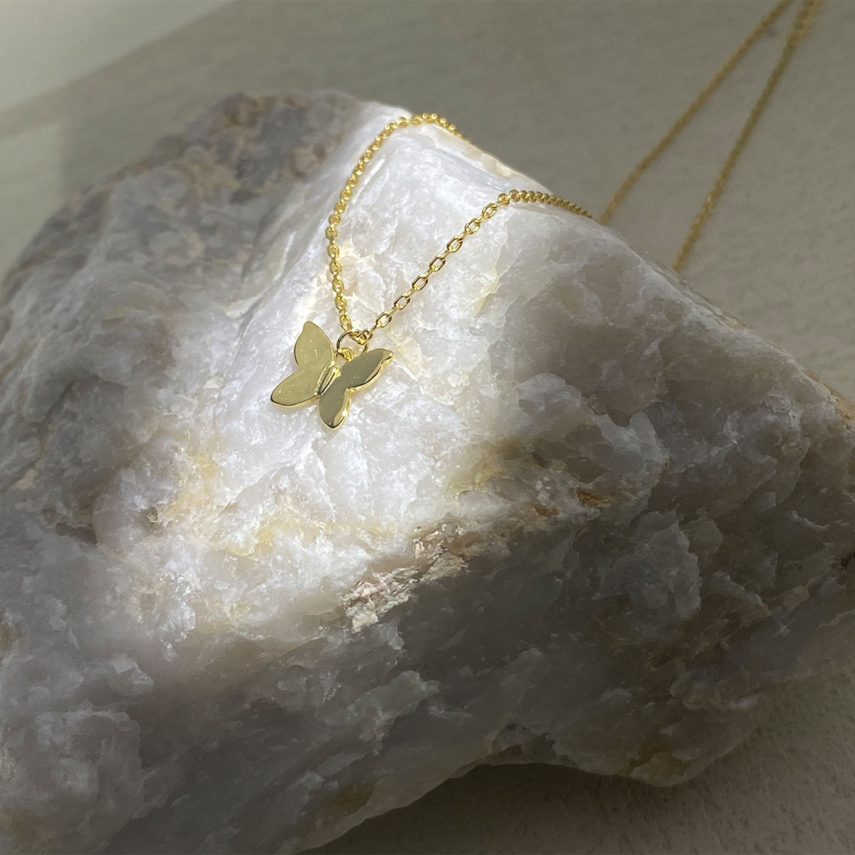 cable chain Chain Type 1 Piece Quantity Daily Occasion 925 Sterling Silver Cable Chain Plating Butterfly Pendant Necklace