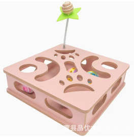跨境木质猫咪玩具拼图猫咪玩具迷宫盒子自嗨解闷实木益智宠物用品