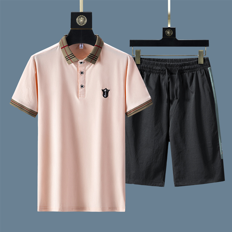 Traje deportivo delgado de verano para hombre 2025 verano nuevo estilo camisa POLO de manga corta pantalones cortos sueltos traje casual de algodón