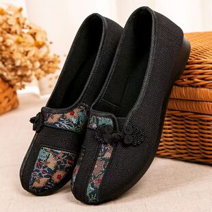 Old Beijing Cloth Shoes Women's Breathable Milk Shoes Soft Sole Comfortable Mother Shoes Flat Non-slip Old People's Shoes Cloth Shoes for the Elderly