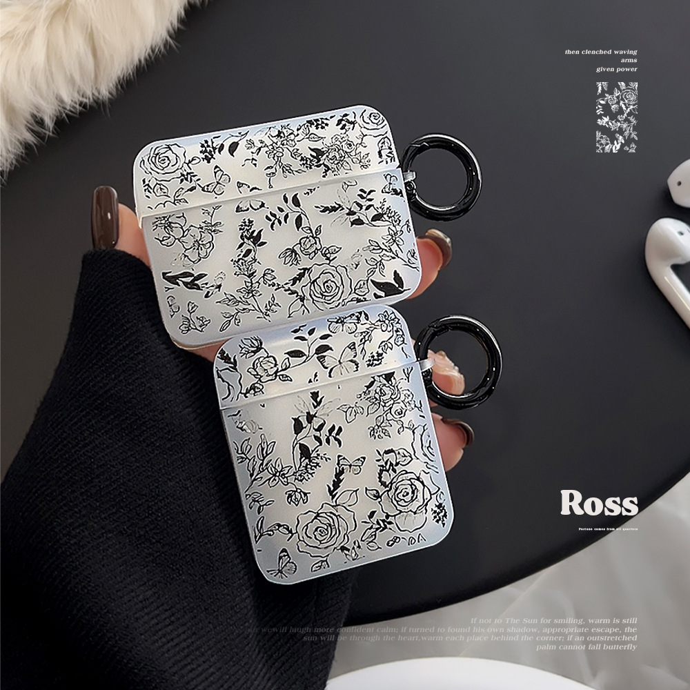 Sketch Rose mariposa para Apple airpodspro 2 funda protectora viento oscuro 1/2 auricular Bluetooth caso 3 Generación