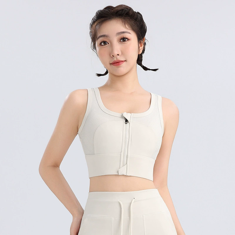 Спортивное нижнее белье на молнии, Женский высокопрочный жилет для йоги, Фитнес-топ, противоударный беговый бюстгальтер, фиксированная нагрудная накладка