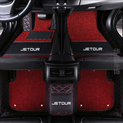 Suitable for Jetour X70, Modelə uyğun ayaqaltı - jietu-x70-five-seater-version-double-layer-black-red-red-black-wire-loop