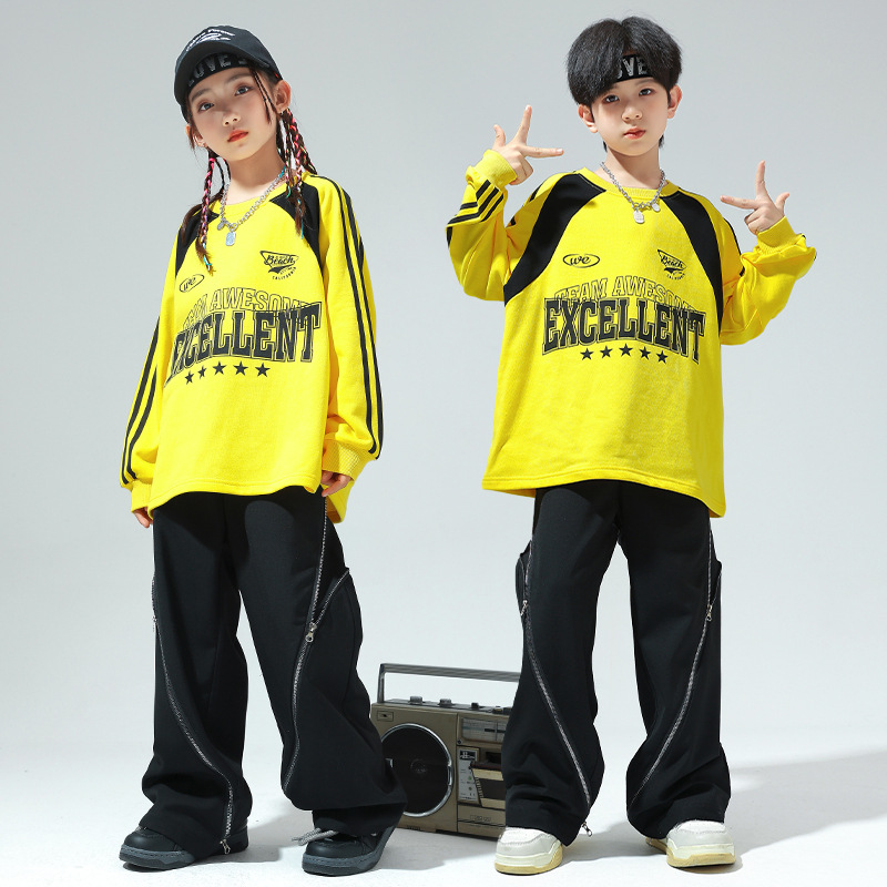Children's Street Dance Clothes Boys Hip-hop Hiphopy Sweater Performance Clothes Girls Jazz Dance Korean Suit Autumn