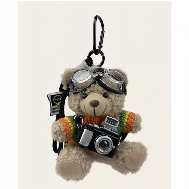 Cámara original oso colgante bolso colgante muñeca de peluche muñeca pareja llavero regalo creativo