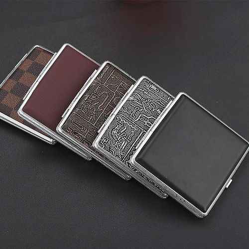De Shan Metal Cigarette Case for Men, 20-Pack, Portable, Creative and Fashionable, with Pressure-Proof Cigarette Holder