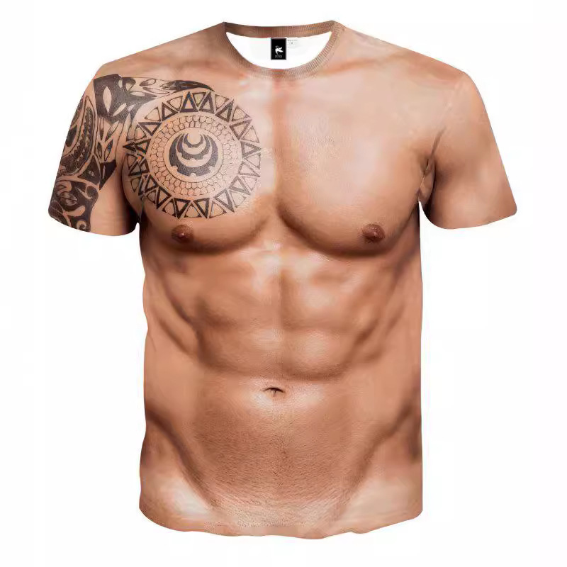 2021 3d Stereoscopic Printed Tattoo Muscle Men's Short-sleeved Internet Popular T-shirt in stock T-shirt Fitness Elastic Sweat T 2021 3d Stereoscopic Printed Tattoo Muscle Men's Short-sleeved Internet Popular T-shirt in stock T-shirt Fitness Elastic Sweat T