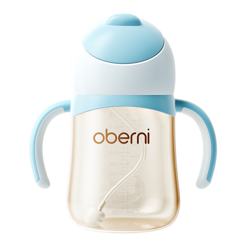 Obeini taza de agua deslizante PPSU de calibre ultra ancho taza de paja para niños una taza para beber multiusos anti-asfixia 300ml