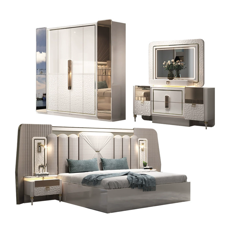 Кровать размера «King Size», современная, из МДФ, для спальни, комплект мебели для дома