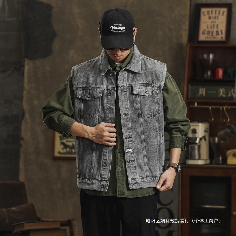 Denim spring retro trend fashionable vest sleevless