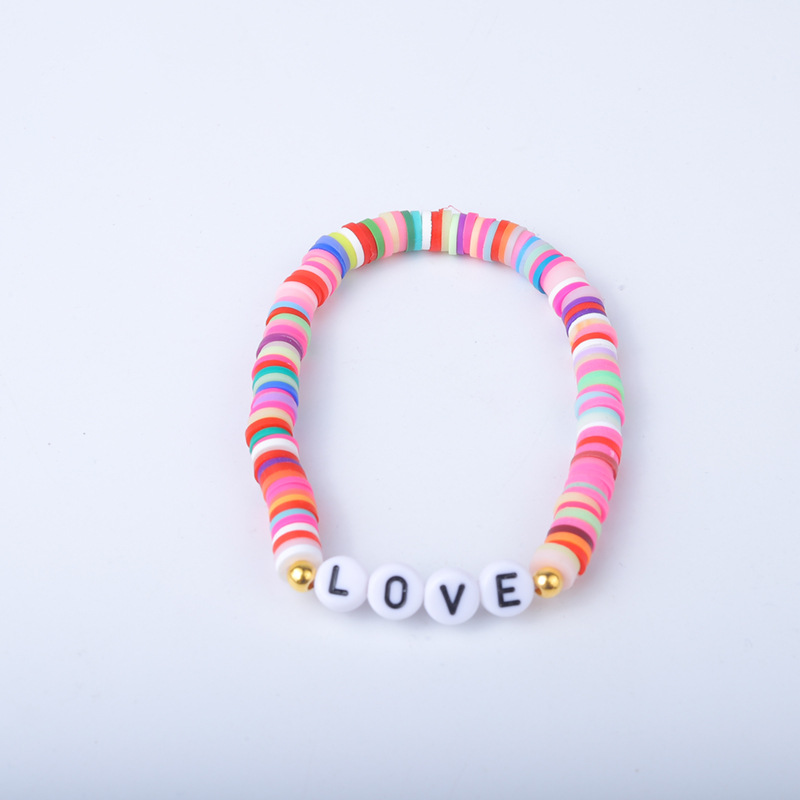 25g Weight Bracelets Classification soft clay Chain Material 1 Set Quantity Holiday, Daily Occasion soft clay Material Letter Pattern Unisex Gender Sweet Style Sweet Letter Soft Clay Wholesale Bracelets 15