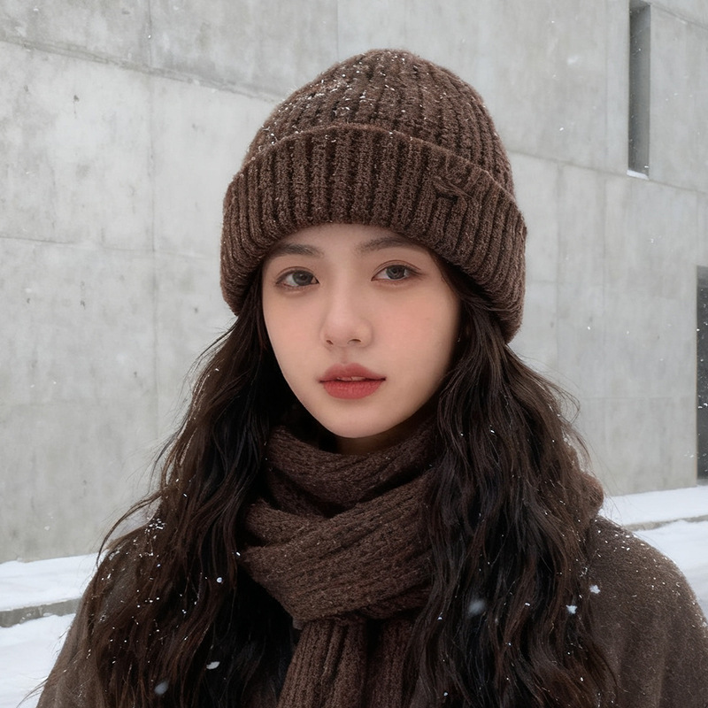 新款破洞针织帽子女冬复古百搭显脸小毛线帽大头围保暖套头冷帽男|undefined