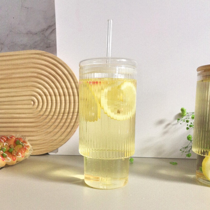 Taza de vidrio de limonada de gran capacidad 700ml taza de sorbos de agua con burbujas de verano bebida de té de frutas de alto valor taza de café