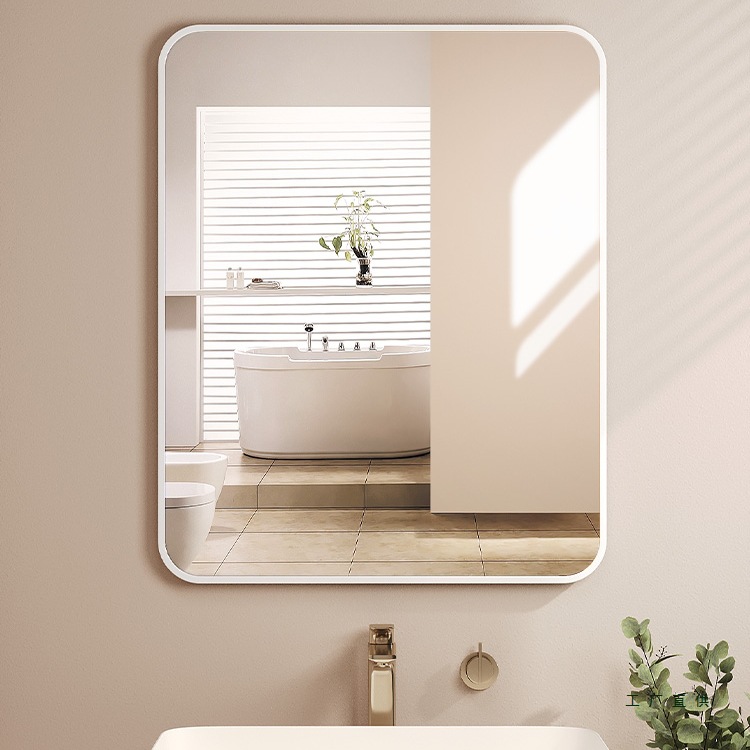 Mirror Wall-Mounted Self-Adhesive Washbasin Bathroom Mirror Wall-Mounted Bathroom Toilet Punch-Free Dressing High-Definition Makeup Mirror
