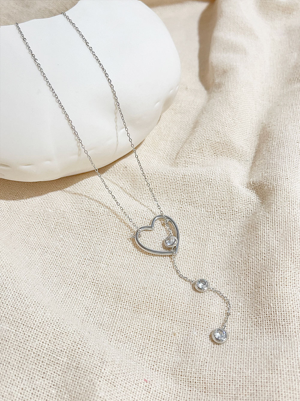 Elegant Heart Shape Stainless Steel Plating Inlay Zircon Pendant Necklace 1 Piece