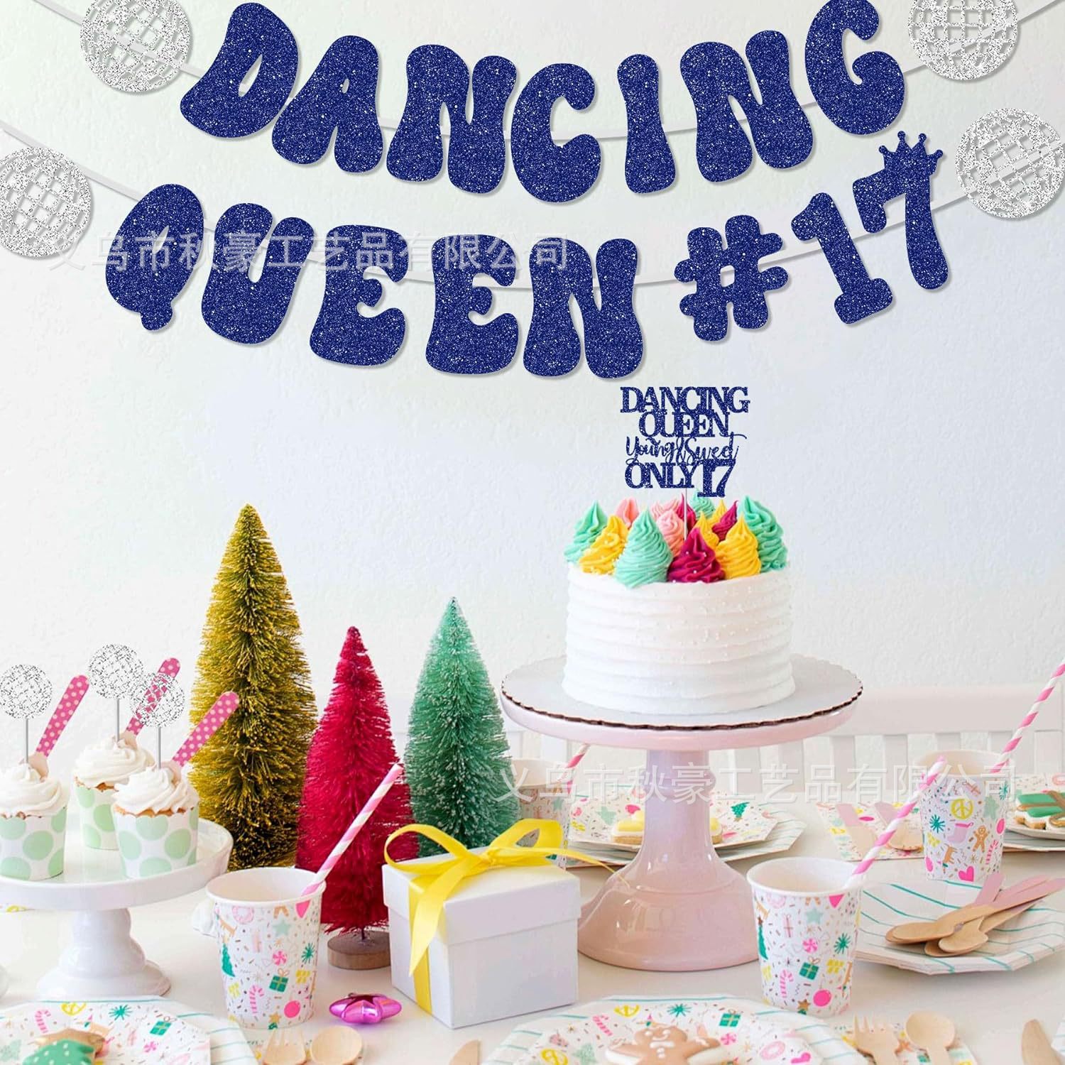 Decoración de fiesta de reina de baile Decoración de niña de cumpleaños de 17 años, decoración de fiesta de reina de baile transfronteriza