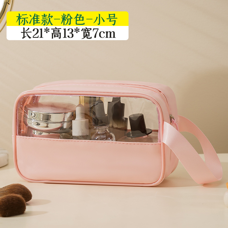 Bolsa de cosméticos de PU con diseño dividido, elegante bolsa de almacenamiento de maquillaje portátil, venta al por mayor, gran apertura, bolsa de aseo de gran capacidad, dropshipping