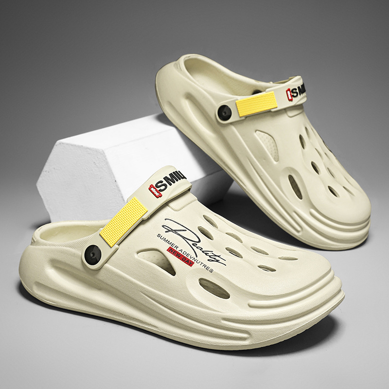 Zapatos perforados para hombres de verano antideslizantes para conducir zapatillas de playa transpirables sandalias